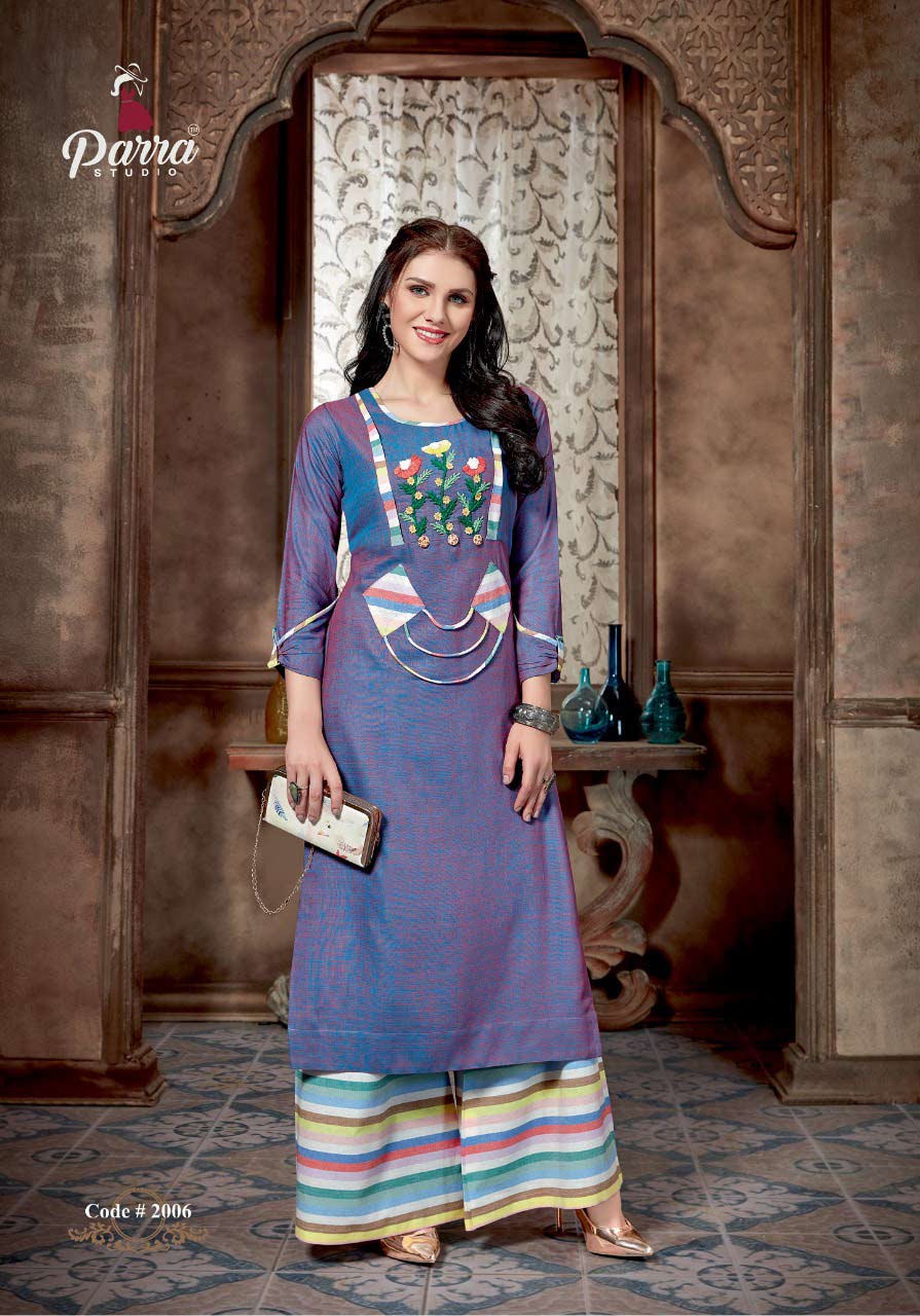 Aliya Vol-2 Parra Studio Silk Cotton Palazzo Kurti Catalog Aliya Vol-2 Parra Studio Silk Cotton Palazzo Kurti Catalog
